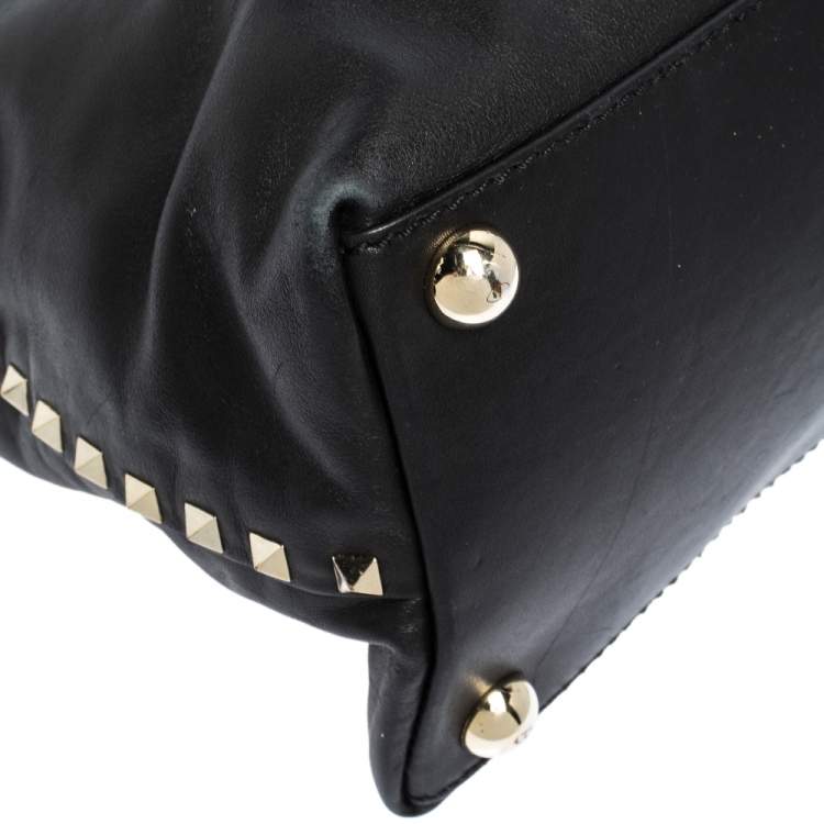 Pre Owned Valentino Black Leather Rockstud Satchel