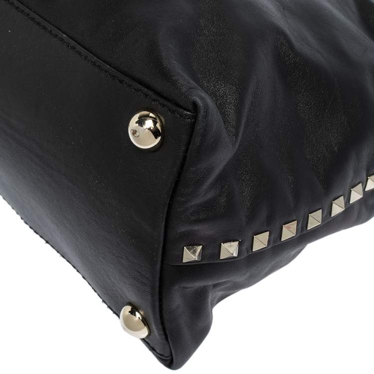 Pre Owned Valentino Black Leather Rockstud Satchel