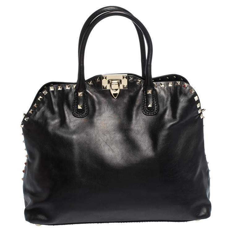Pre Owned Valentino Black Leather Rockstud Satchel