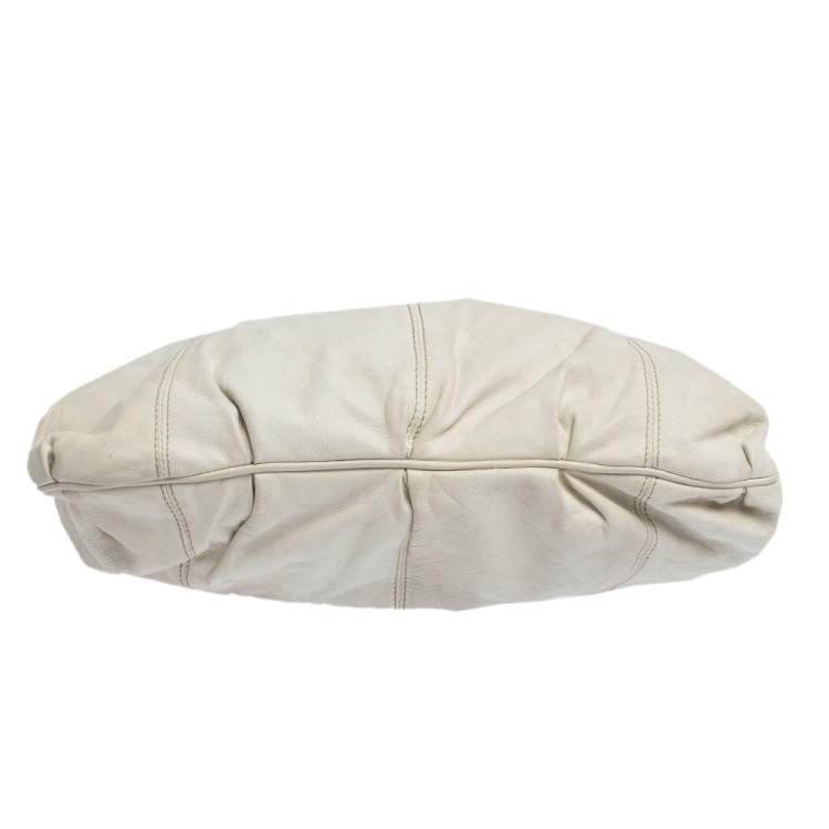 Pre Owned Valentino White Leather Braided Handle Hobo