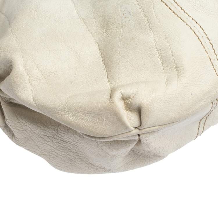 Pre Owned Valentino White Leather Braided Handle Hobo