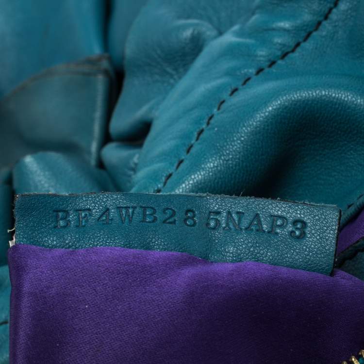 Pre Owned Valentino Blue Leather Ruffle Idylle Hobo