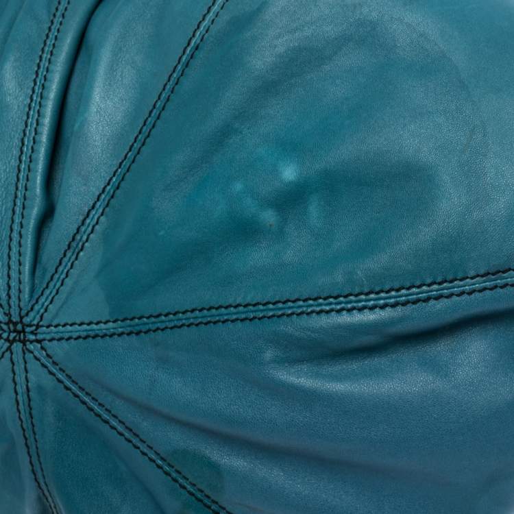 Pre Owned Valentino Blue Leather Ruffle Idylle Hobo