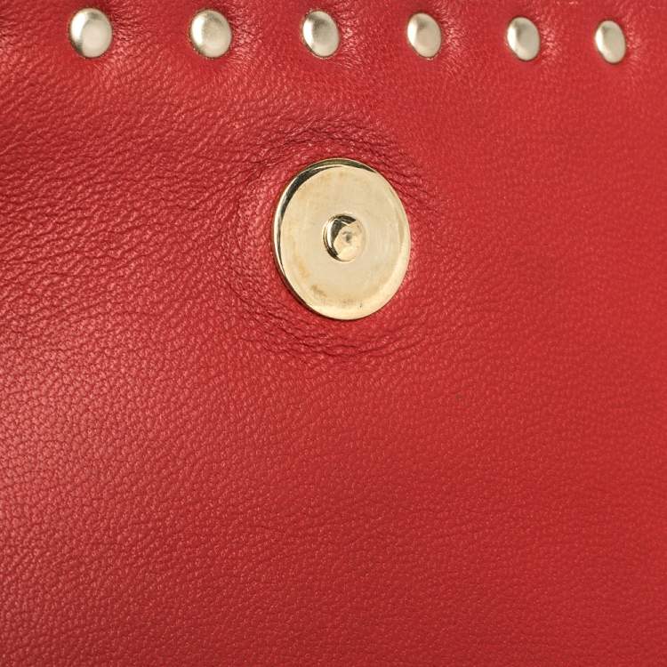 Pre Owned Valentino Blue Dust Leather Rockstud Wristlet Clutch 