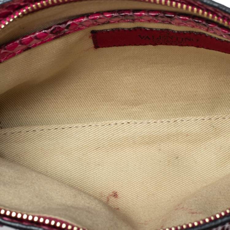 Pre Owned Valentino Pink Python Rockstud Wristlet Clutch