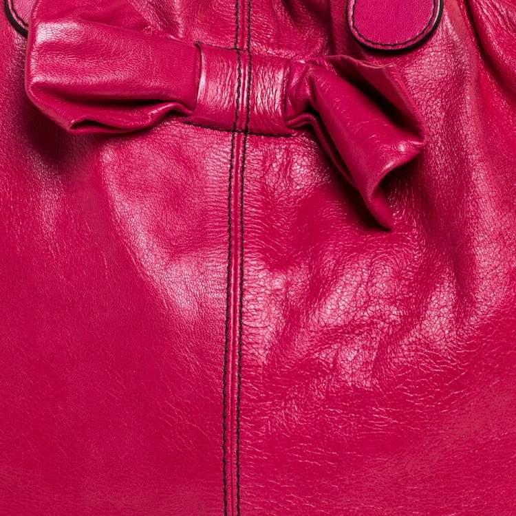 Pre Owned Valentino Pink Leather Bow Hobo