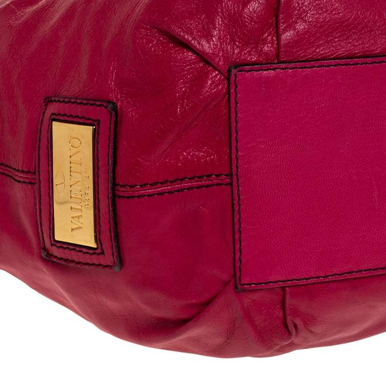 Pre Owned Valentino Pink Leather Bow Hobo