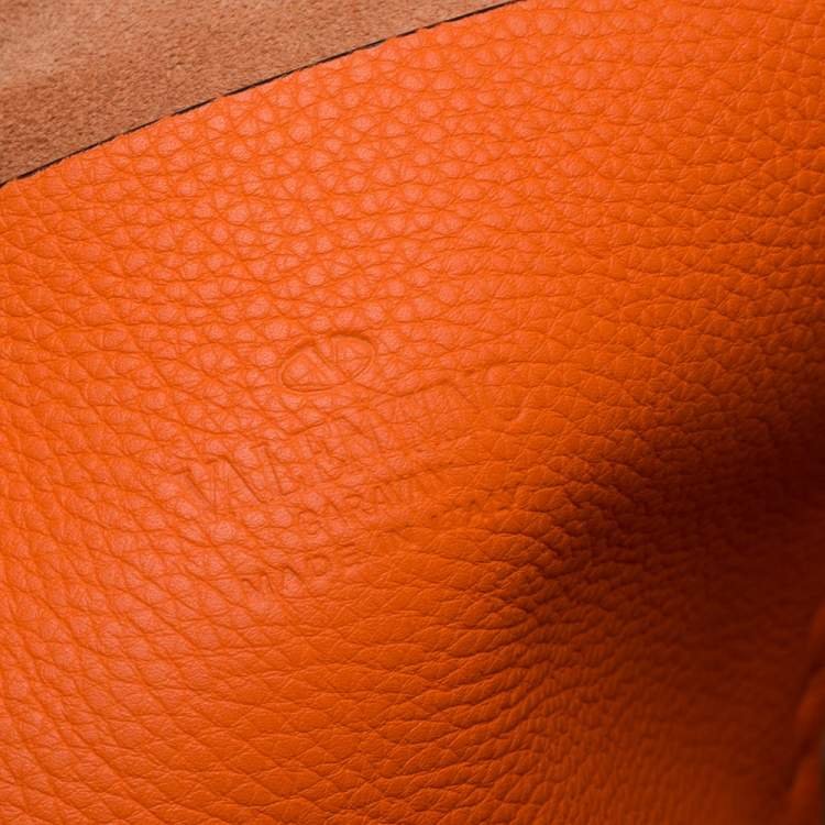 Pre Owned Valentino Neon Orange Leather Rockstud Messenger Bag