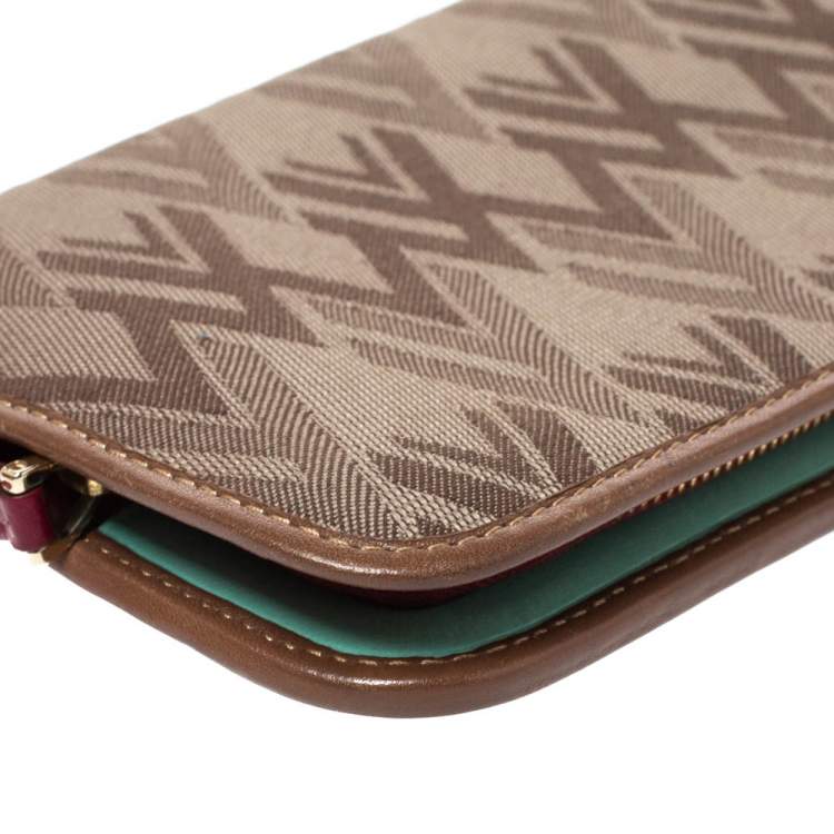 Pre Owned Valentino Tri Color Canvas and Leather Continental Wallet