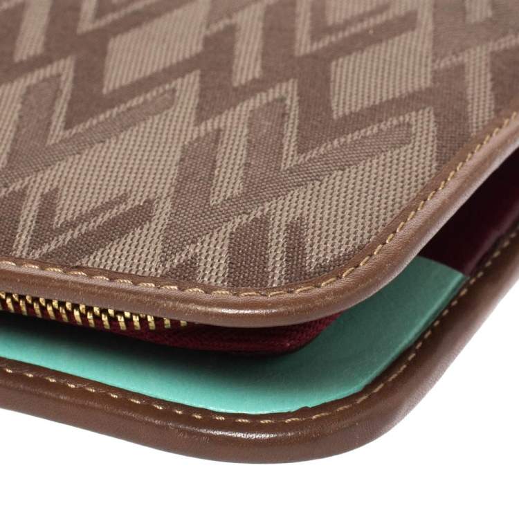 Pre Owned Valentino Tri Color Canvas and Leather Continental Wallet
