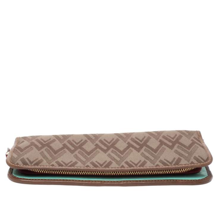 Pre Owned Valentino Tri Color Canvas and Leather Continental Wallet