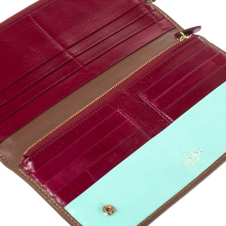 Pre Owned Valentino Tri Color Canvas and Leather Continental Wallet