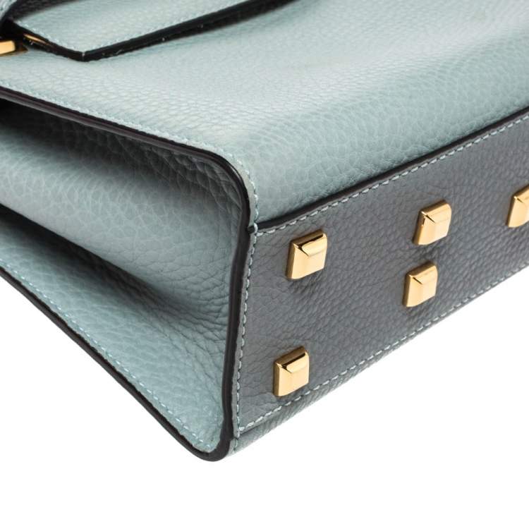 Pre Owned Valentino Light Blue Leather My Rockstud Top Handle Bag