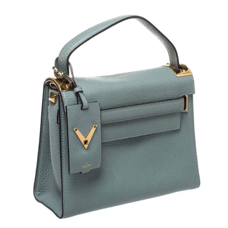 Pre Owned Valentino Light Blue Leather My Rockstud Top Handle Bag