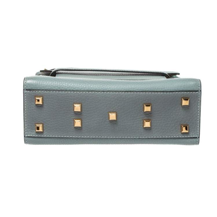 Pre Owned Valentino Light Blue Leather My Rockstud Top Handle Bag
