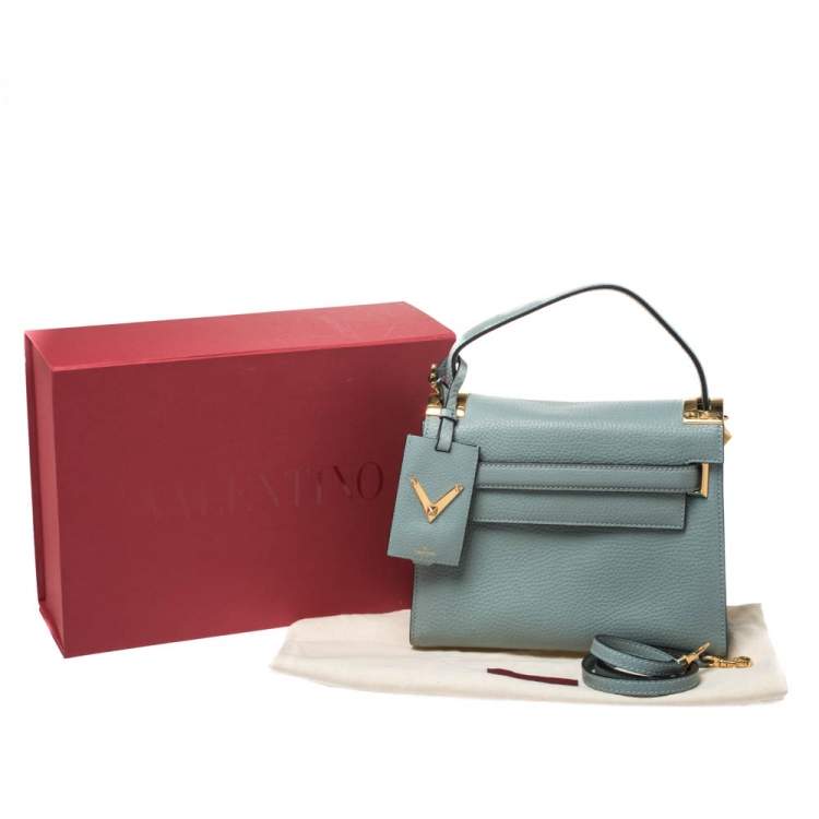 Pre Owned Valentino Light Blue Leather My Rockstud Top Handle Bag