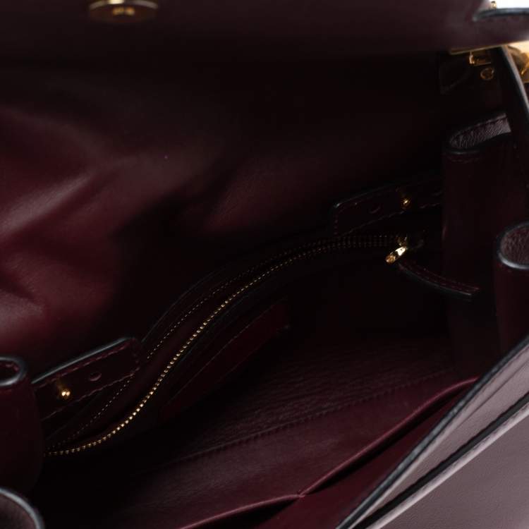Pre Owned Valentino Burgundy Leather My Rockstud Top Handle Bag