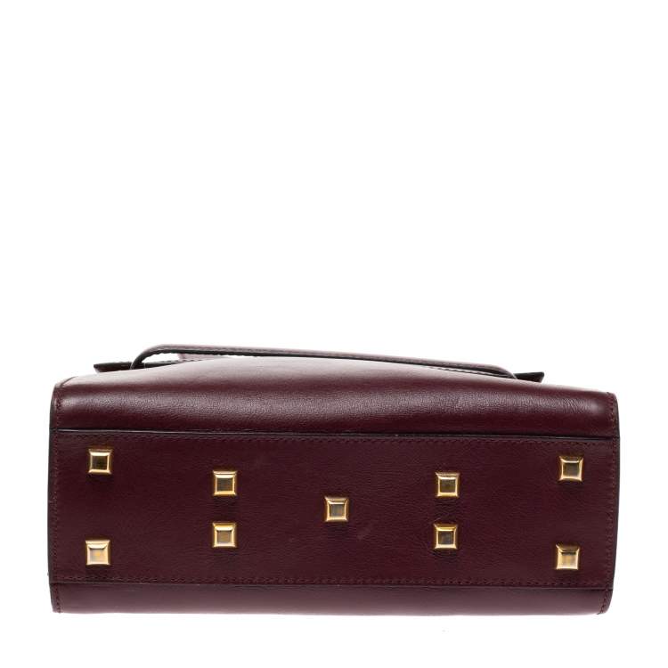 Pre Owned Valentino Burgundy Leather My Rockstud Top Handle Bag