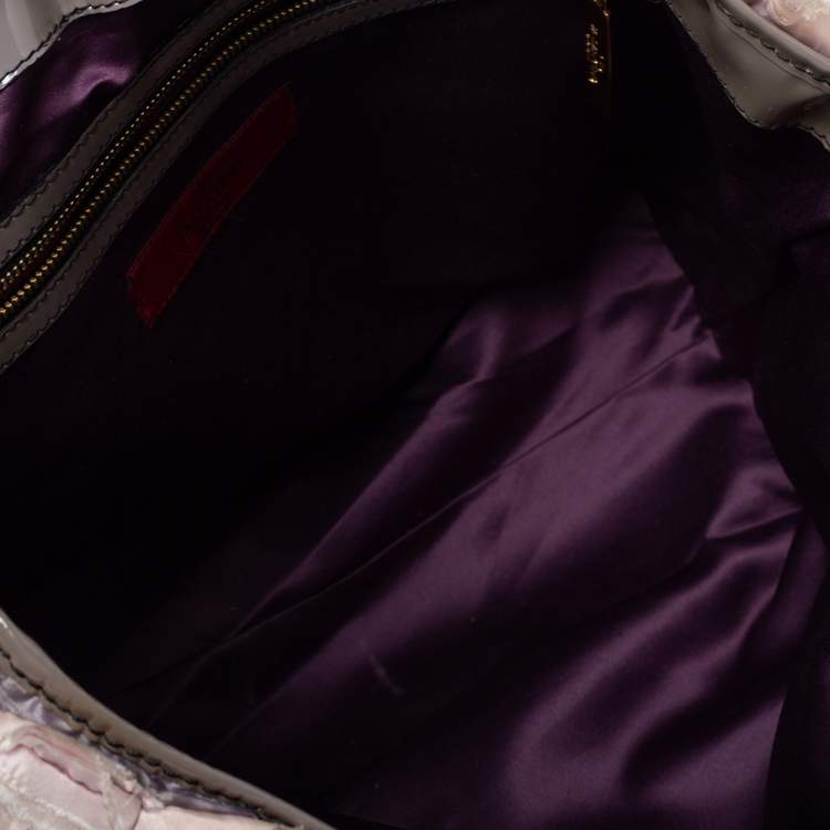 Pre Owned Valentino Multicolor Floral Applique Satin and Patent Leather Shopper Tote