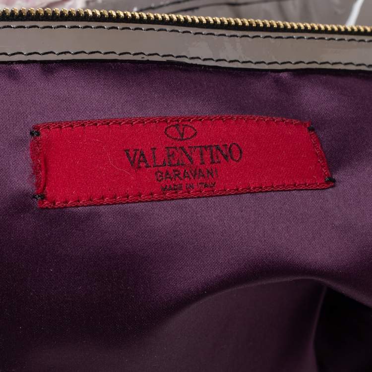 Pre Owned Valentino Multicolor Floral Applique Satin and Patent Leather Shopper Tote