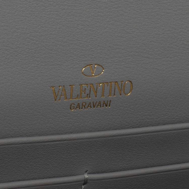 Pre Owned Valentino Pale Blue Leather Rockstud Wallet on Chain