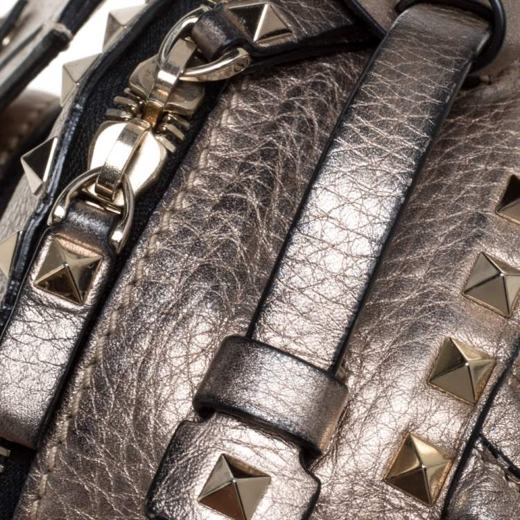 Pre Owned Valentino Metallic Light Brown Leather Mini Rockstud Backpack