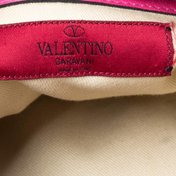 Pre Owned Valentino Fuchsia Leather Rockstud Messenger Bag
