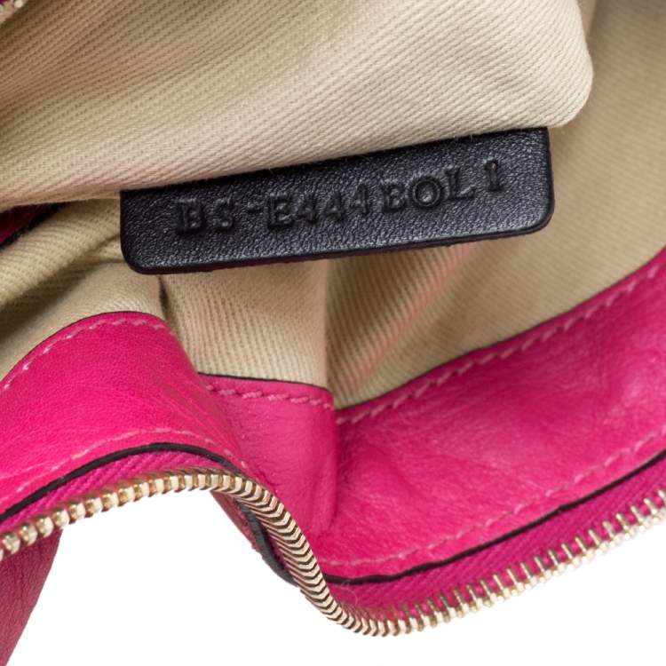 Pre Owned Valentino Fuchsia Leather Rockstud Messenger Bag