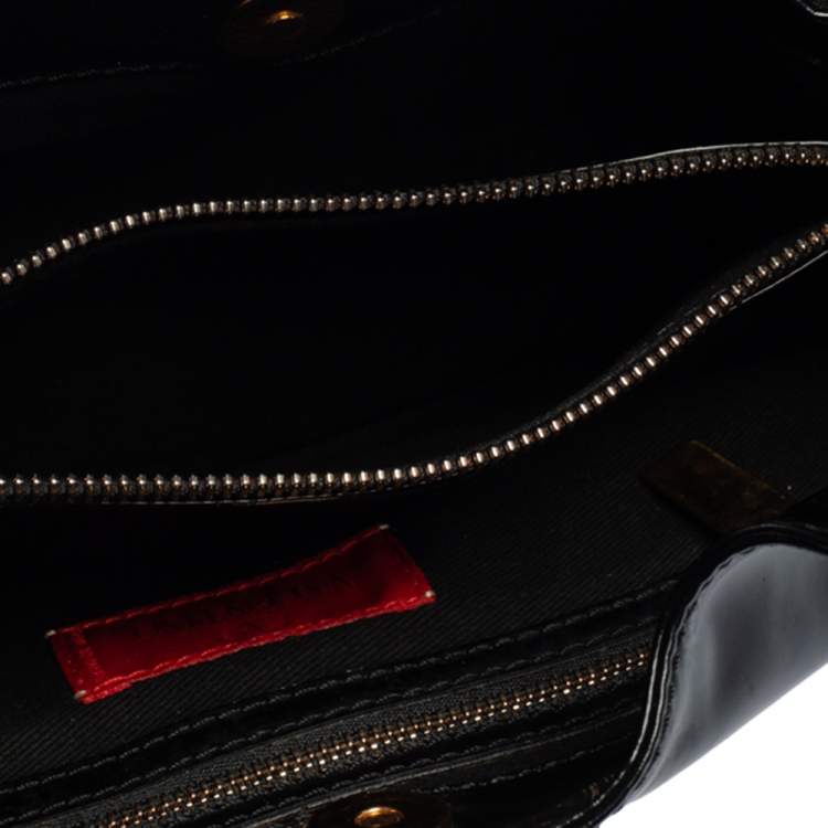 Pre Owned Valentino Black Patent Leather Mini Nuage Hobo