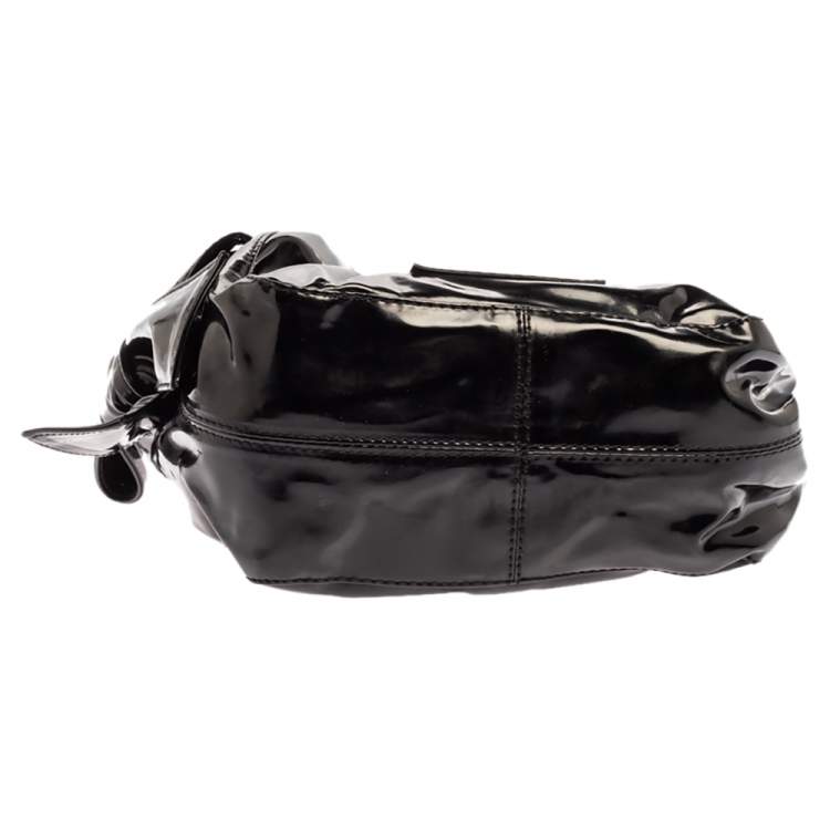 Pre Owned Valentino Black Patent Leather Mini Nuage Hobo