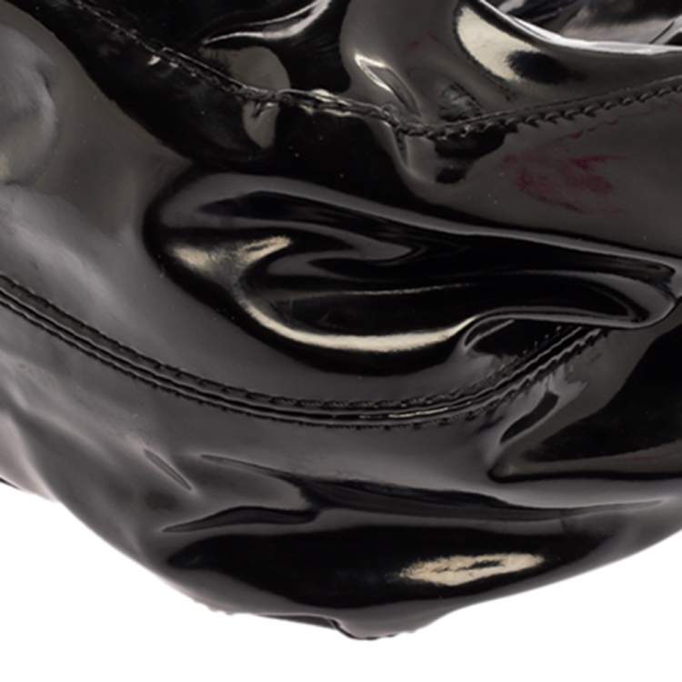 Pre Owned Valentino Black Patent Leather Mini Nuage Hobo
