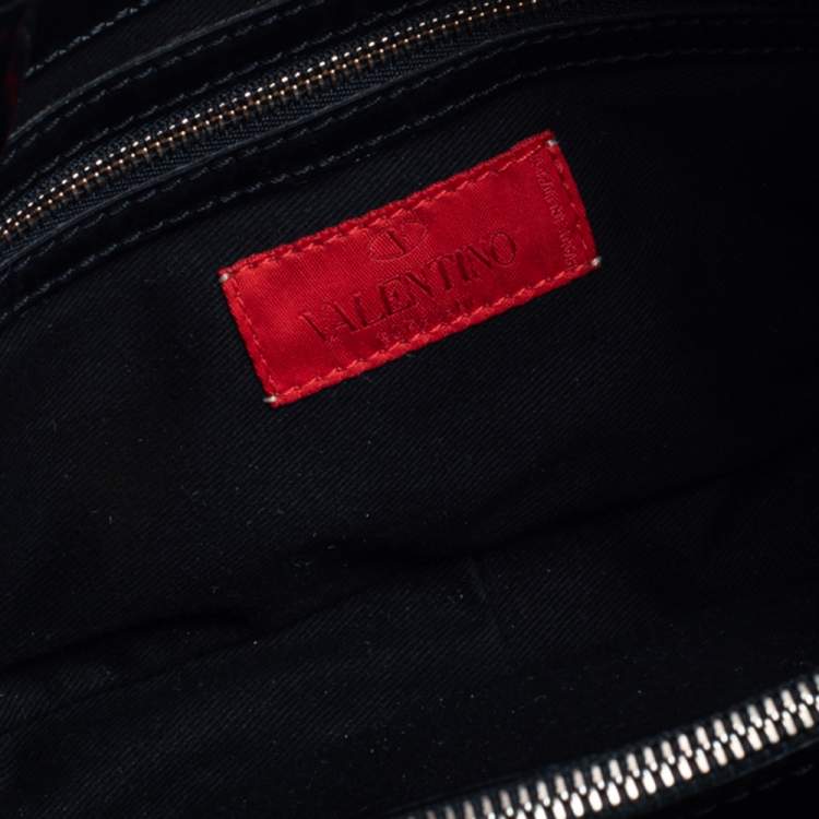 Pre Owned Valentino Black Patent Leather Mini Nuage Hobo