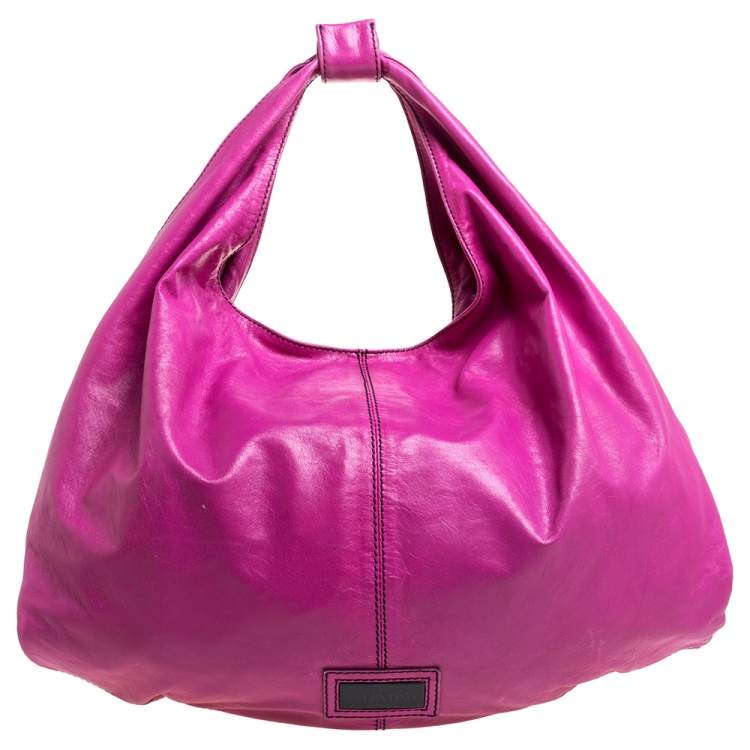 Pre Owned Valentino Pink Leather Large Petale Rose Hobo 