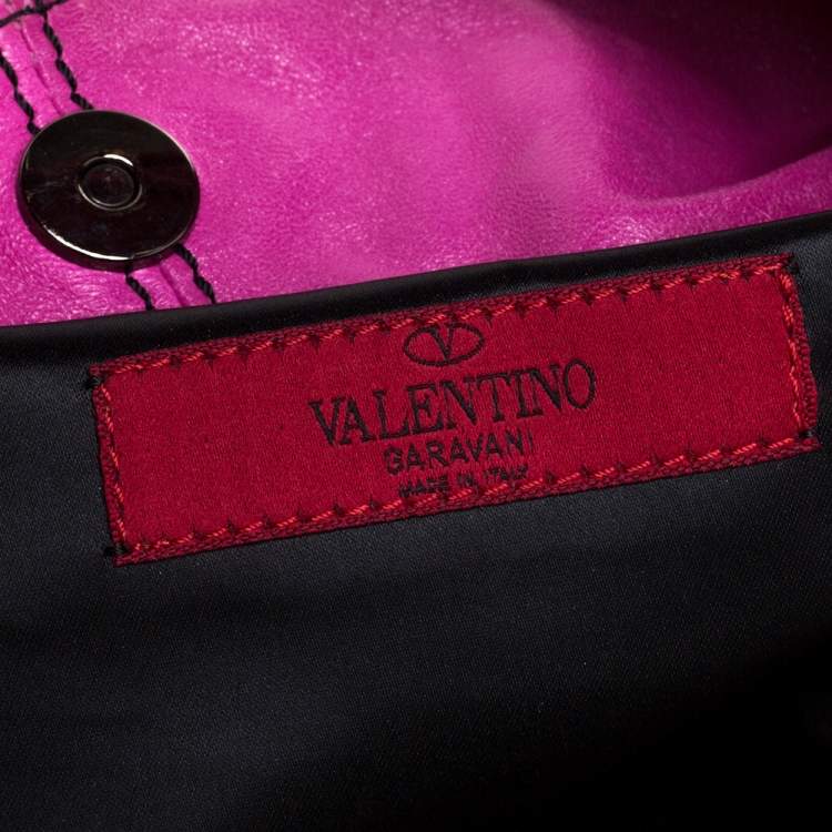 Pre Owned Valentino Pink Leather Large Petale Rose Hobo 