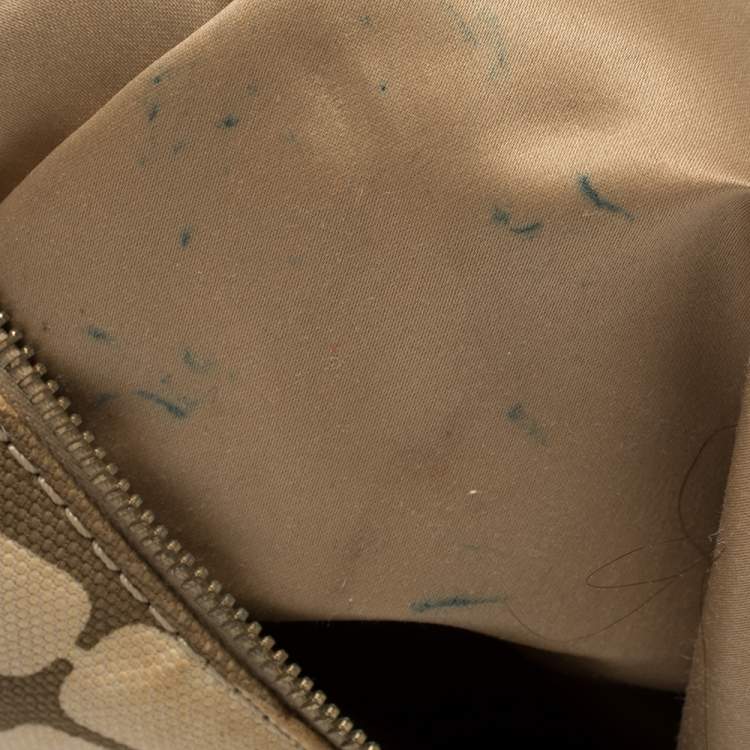 Pre Owned Valentino Brown/Cream Canvas and Leather Hobo