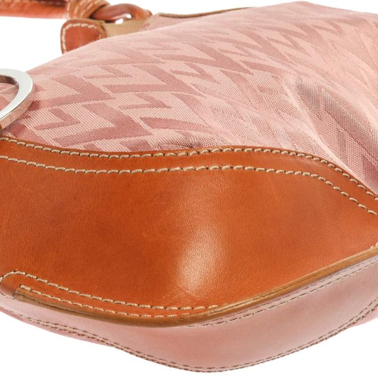 Pre Owned Valentino Pink/Brown Canvas and Leather Hobo 