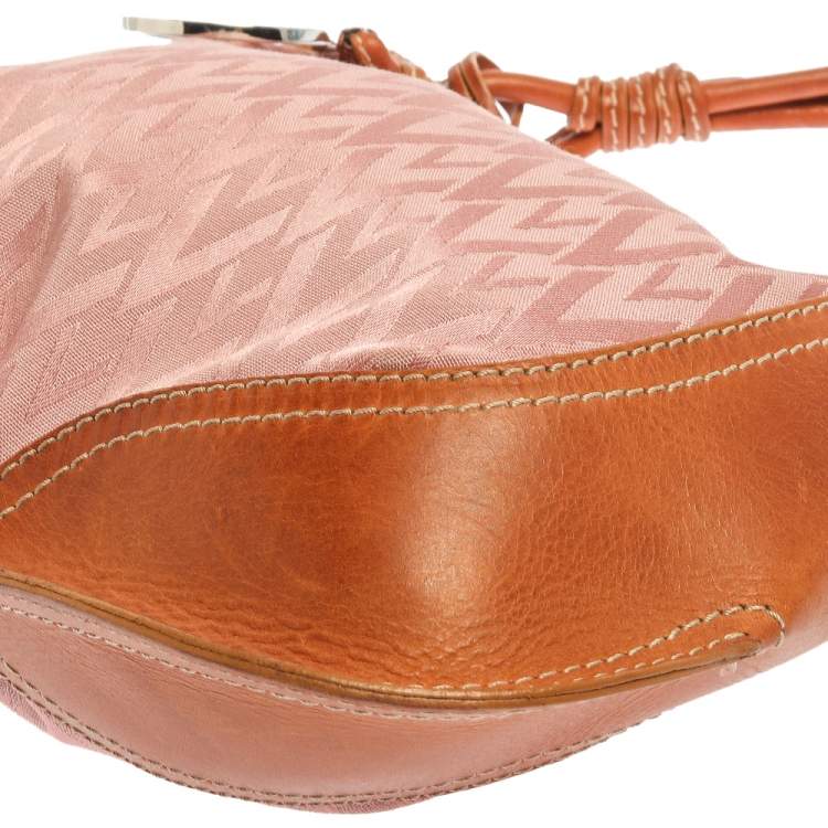 Pre Owned Valentino Pink/Brown Canvas and Leather Hobo 