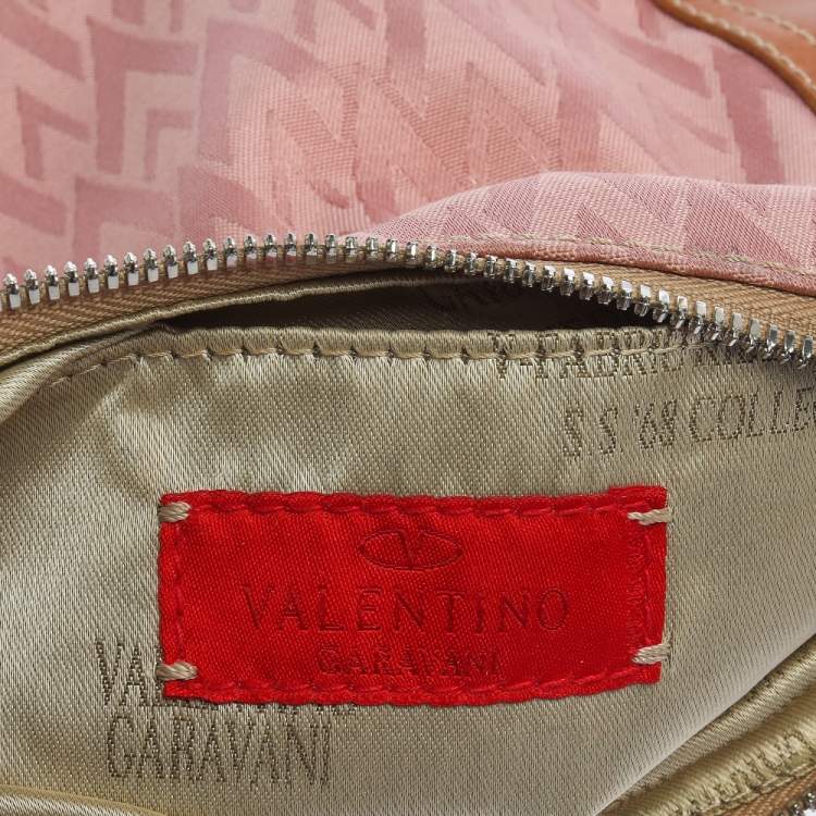 Pre Owned Valentino Pink/Brown Canvas and Leather Hobo 