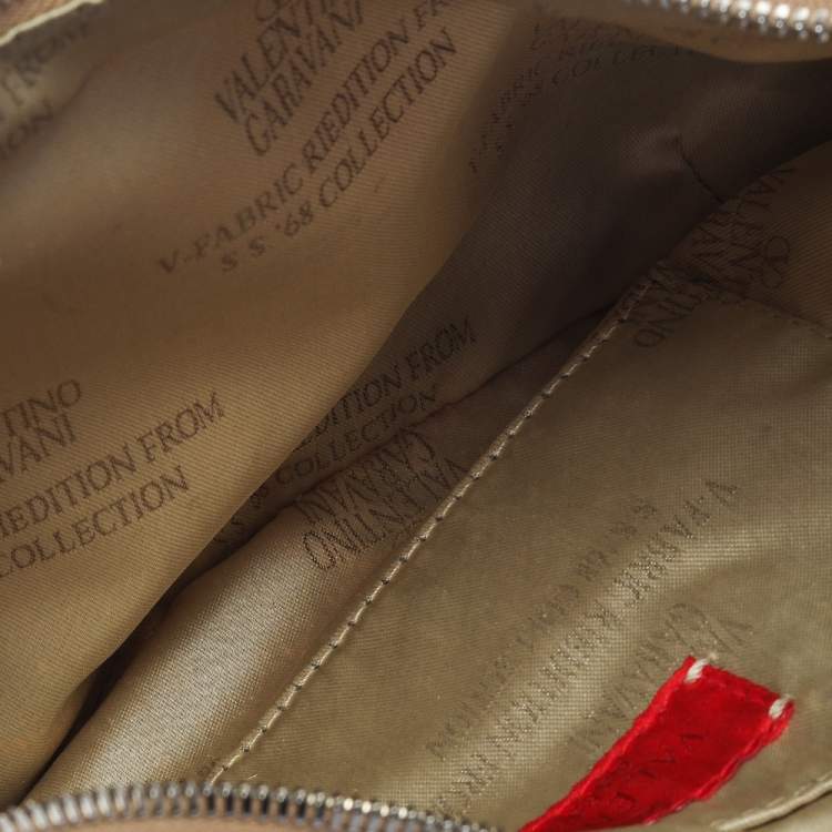 Pre Owned Valentino Pink/Brown Canvas and Leather Hobo 