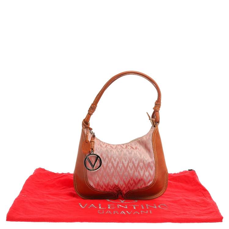 Pre Owned Valentino Pink/Brown Canvas and Leather Hobo 