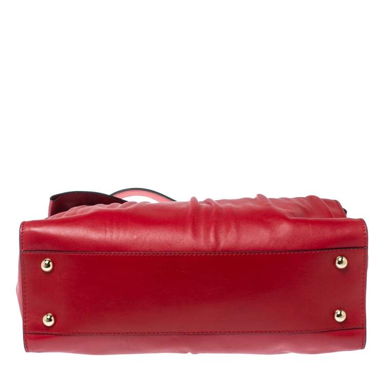 مملوكة مسبقًا Valentino Red Leather Aphrodite Bow Top Handle Bag