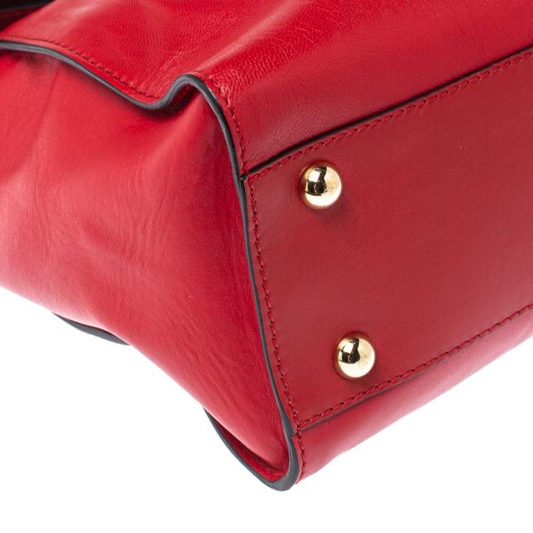 مملوكة مسبقًا Valentino Red Leather Aphrodite Bow Top Handle Bag