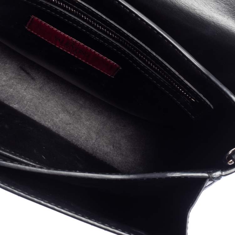Pre Owned Valentino Black Leather Rockstud Flap Top Handle Bag