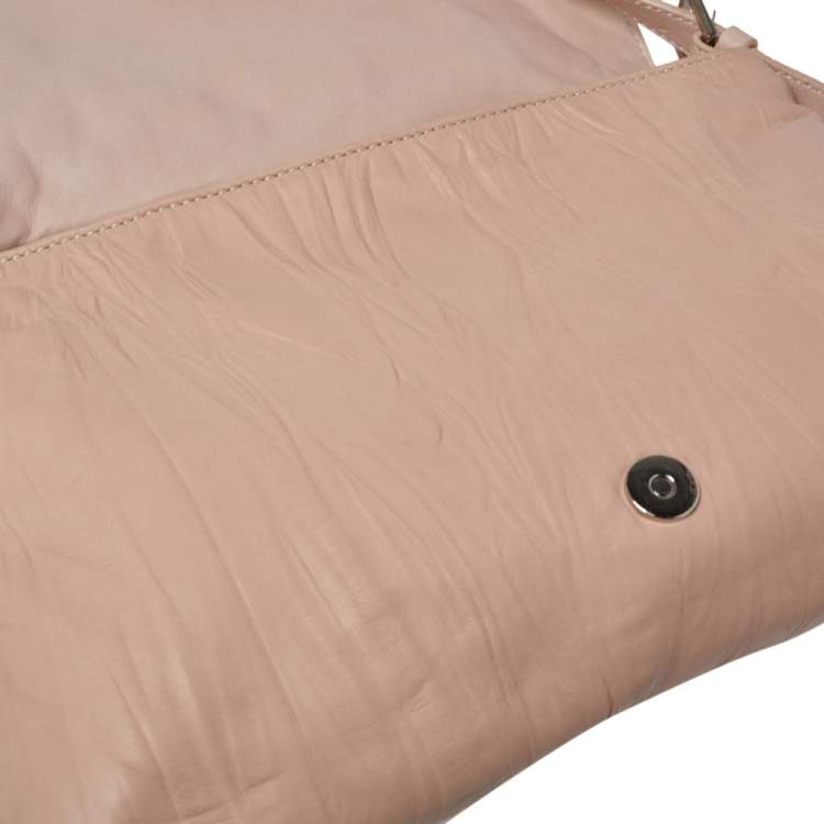 Pre Owned Valentino Beige Crinkled Leather Petal Messenger Bag