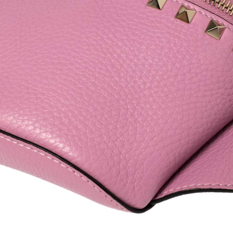 Pre Owned Valentino Pink Leather Studded Belt Bag