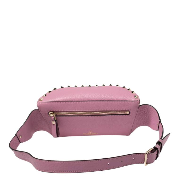 Pre Owned Valentino Pink Leather Studded Belt Bag