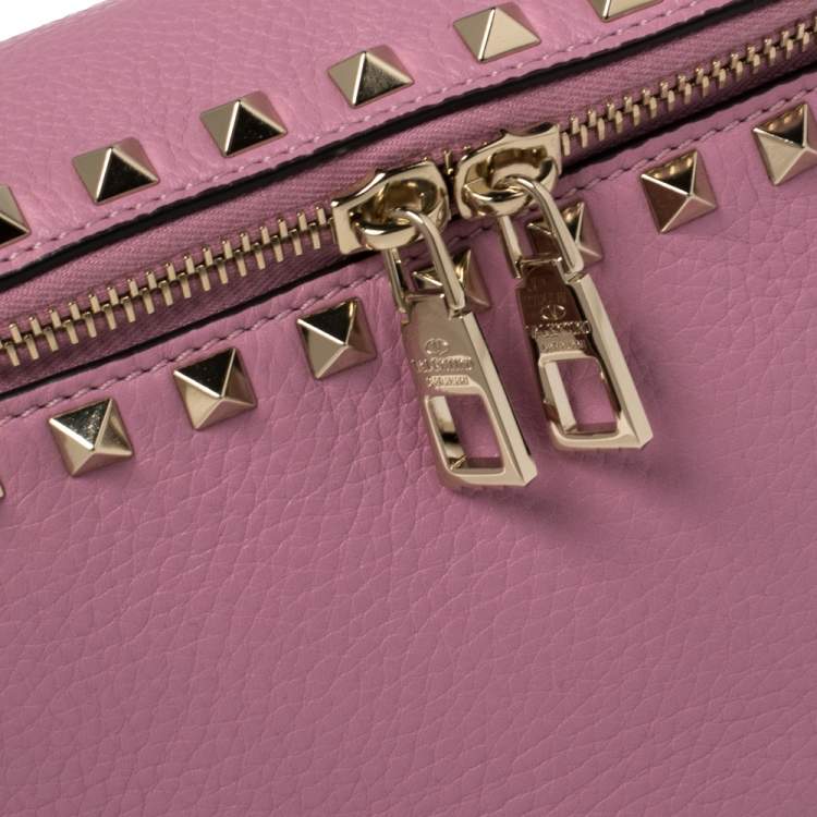 Pre Owned Valentino Pink Leather Studded Belt Bag