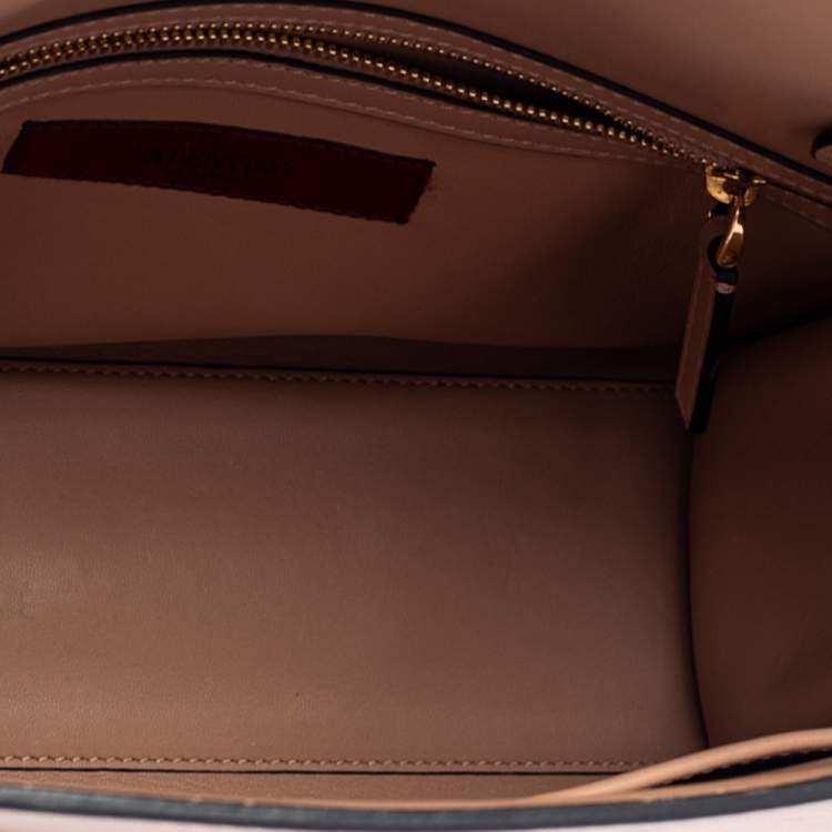 Pre Owned Valentino Beige Leather My Rockstud Top Handle Bag