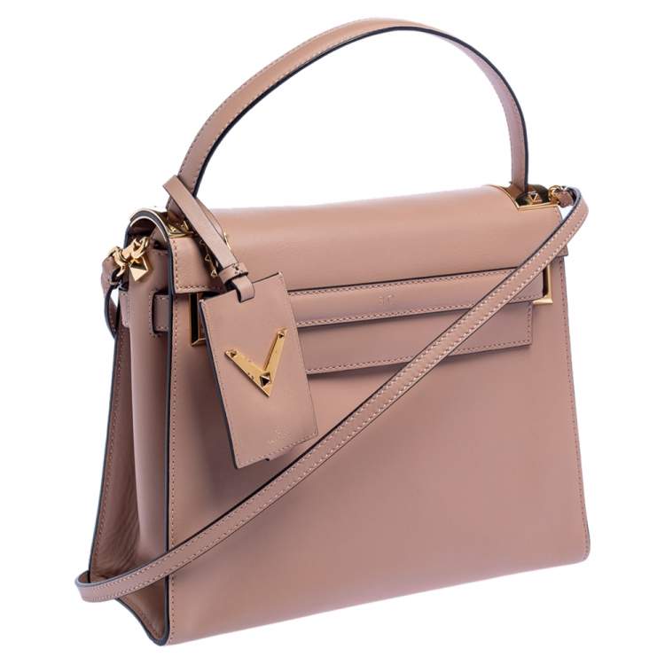 Pre Owned Valentino Beige Leather My Rockstud Top Handle Bag