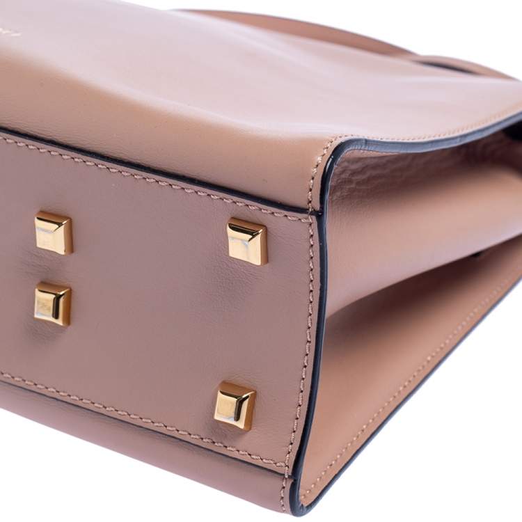 Pre Owned Valentino Beige Leather My Rockstud Top Handle Bag